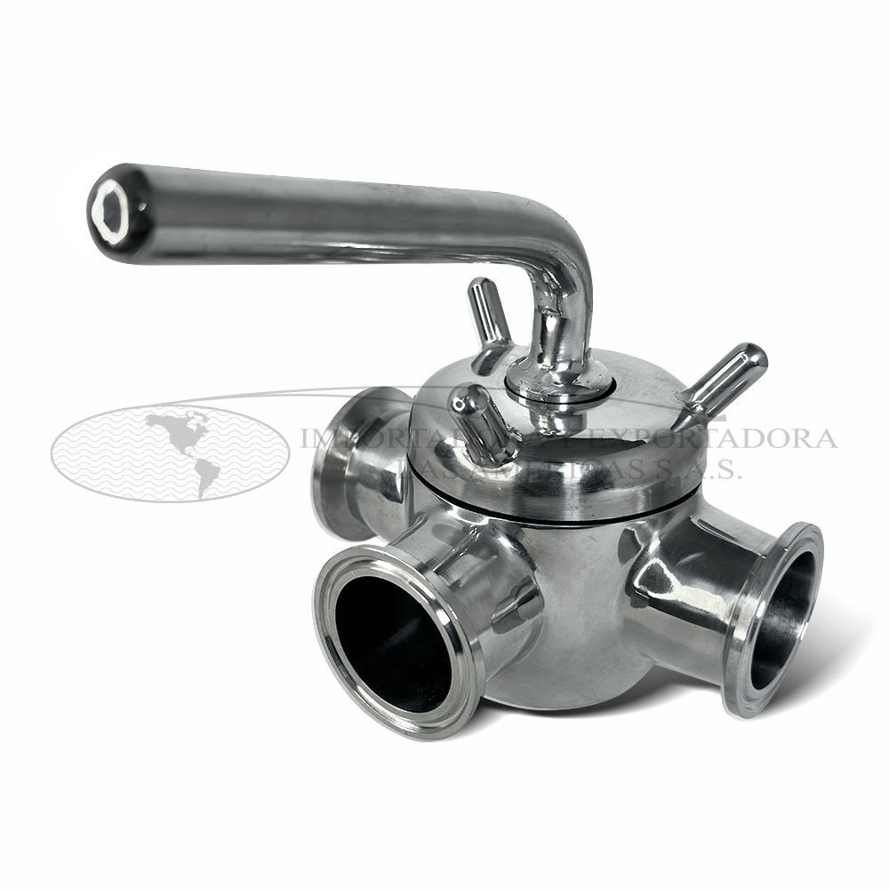 Valvula 3vias acero inoxidable clamp tipo cono