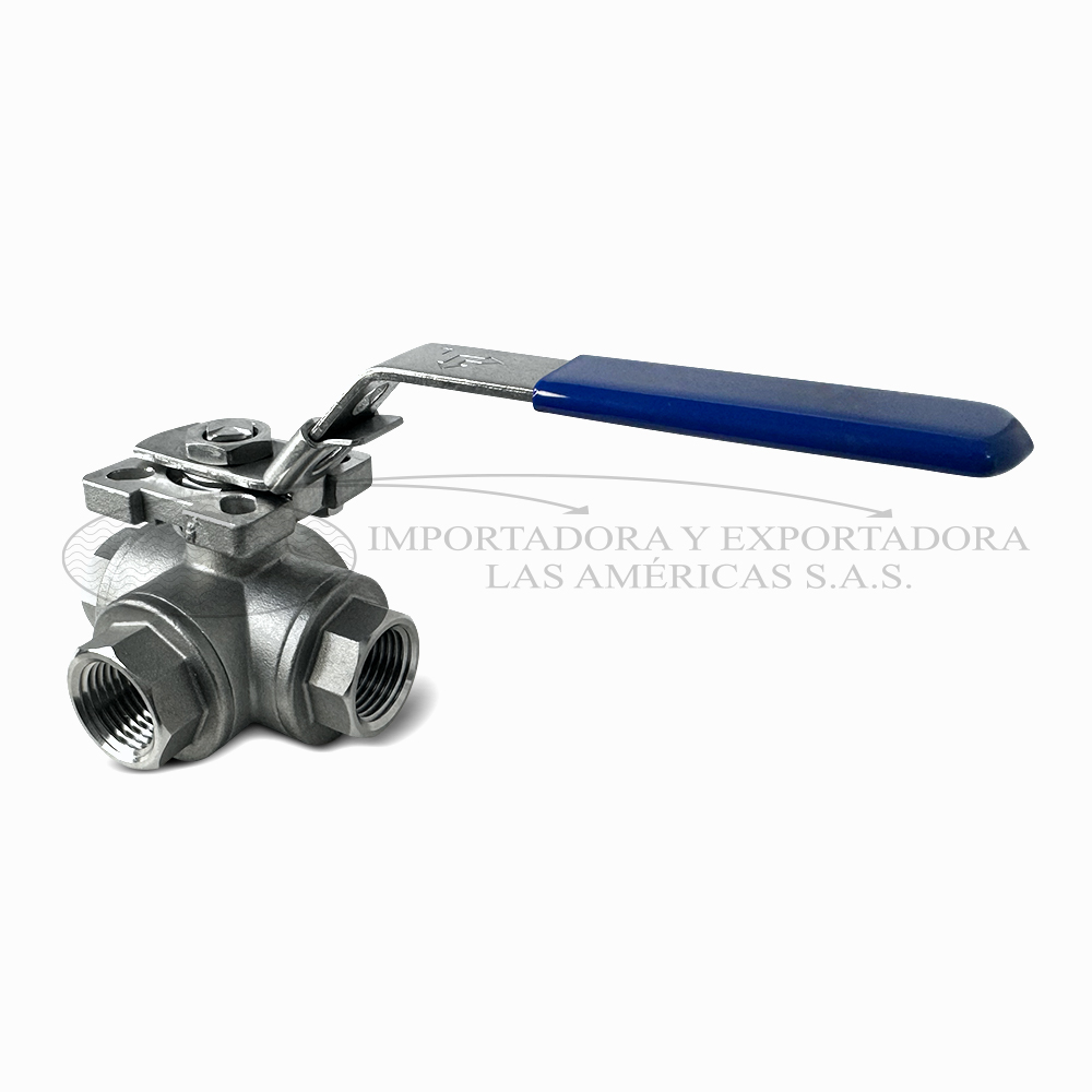 Valvula 3 vias acero inoxidable tipo bola npt